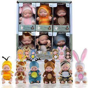 Reborn  Baby Dolls 4 Inches Set of 6 Cute Sleeping Babies, Little Baby Doll